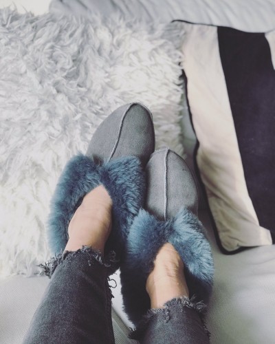 LuLu Graphite Queen fur slippers