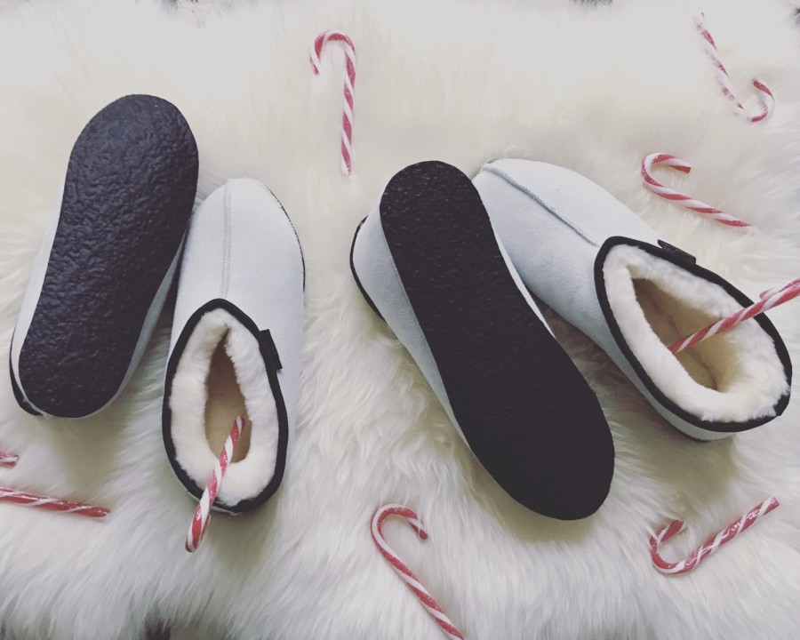 LuLu Snow fur slippers rubber sole