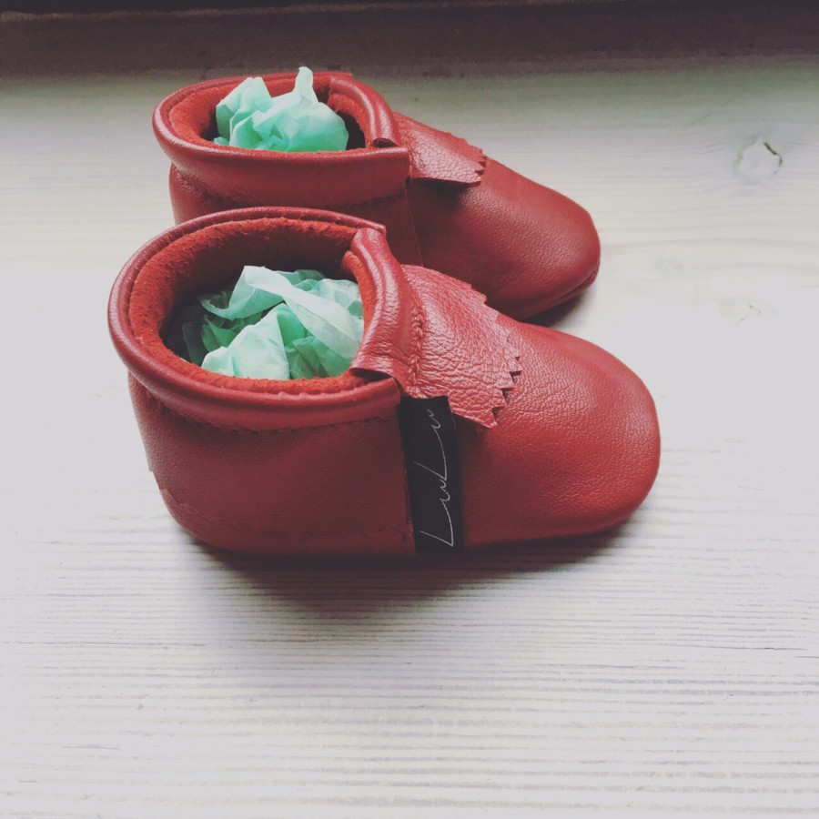 LuLu Red leather moccs 